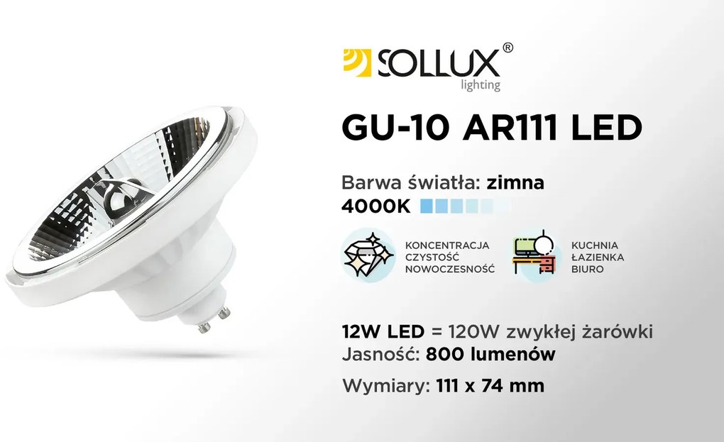 Żarówka LED GU10 4000K 10W 850lm SOLLUX LIGHTING