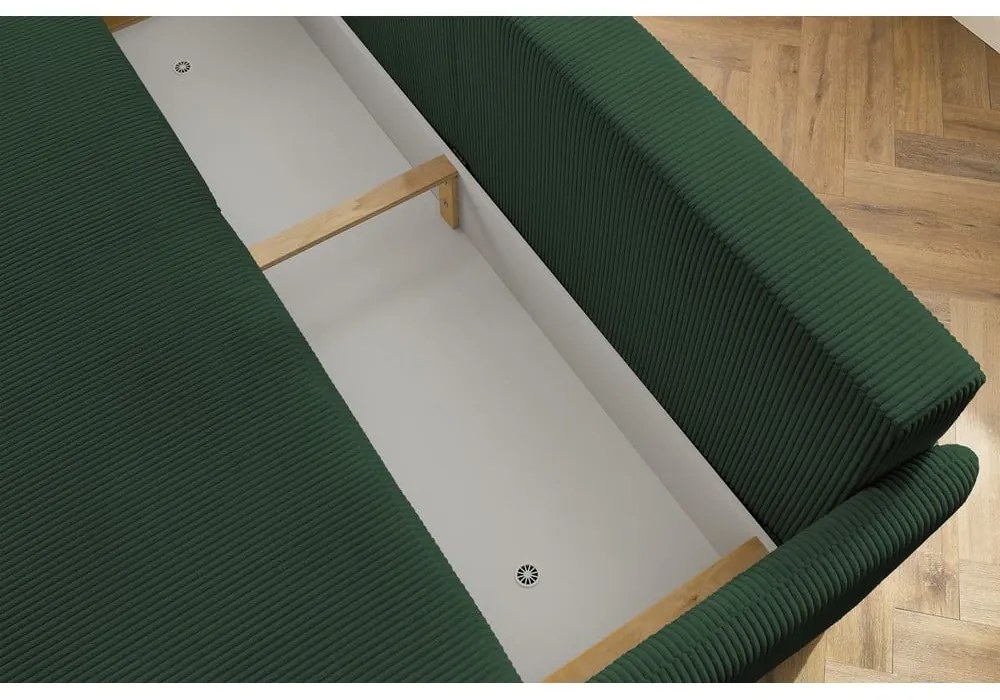 Ciemnozielona sztruksowa rozkładana sofa 211 cm Marcel – Bobochic Paris