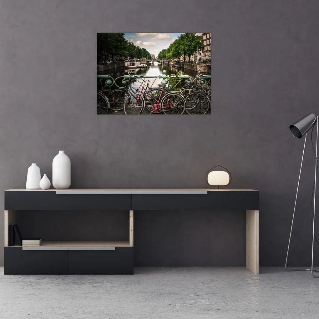 Obraz roweru w mieście (70x50 cm)