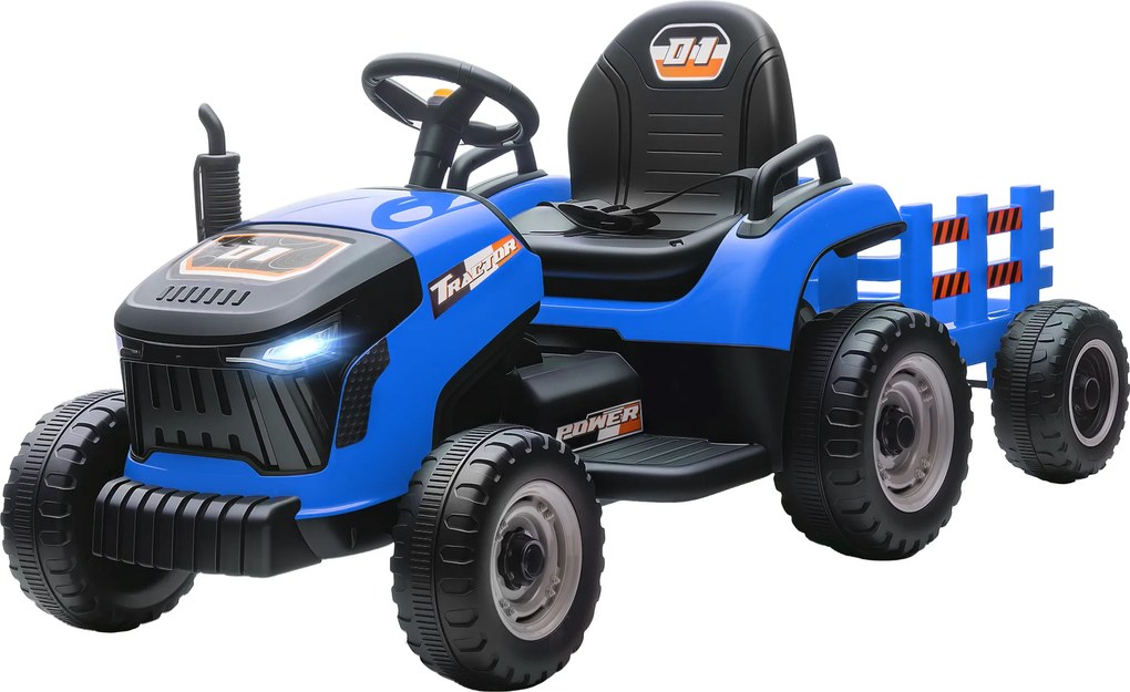 AIYAPLAY Elektryczny Traktor Dla Dzieci, Traktor Na Baterie z Pilotem, Soft-Start, dla Dzieci w Wieku 3-8 Lat, Niebieski