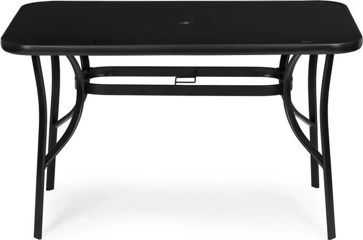 Stół ogrodowy Torello 094, 120x70 cm - czarny, z otworem na parasol