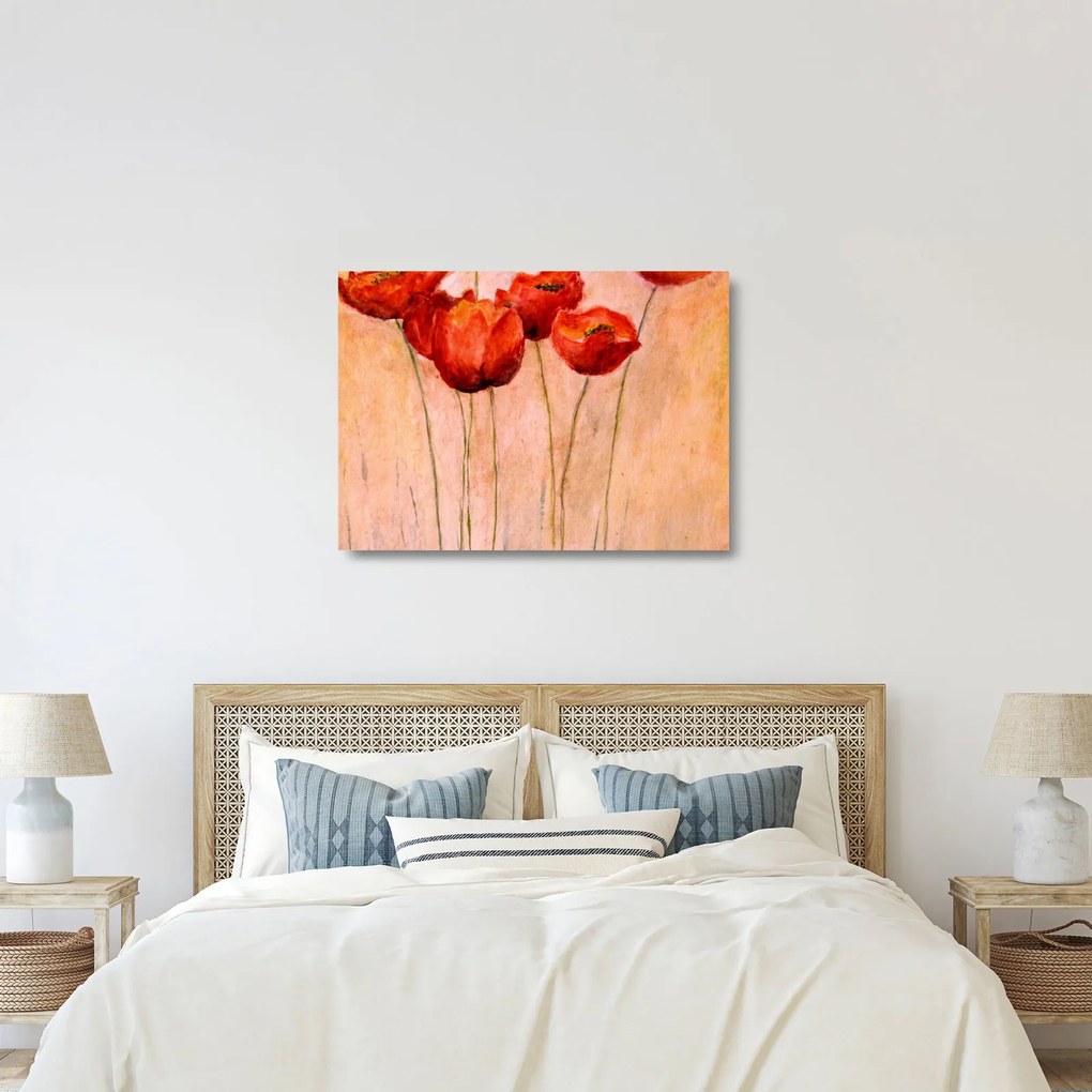 Obraz na szkle - Czerwone tulipany (70x50 cm)