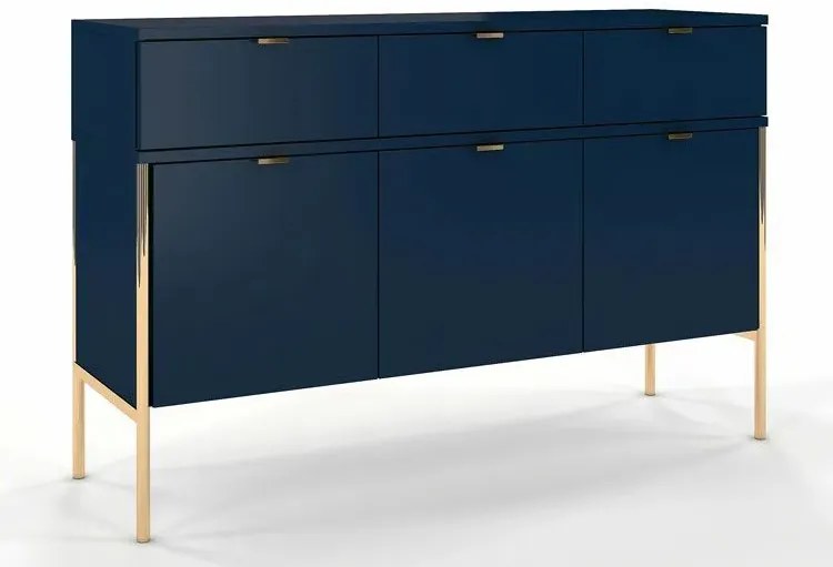 Komoda na metalowych nóżkach w stylu glamour Marly 3X - Granat