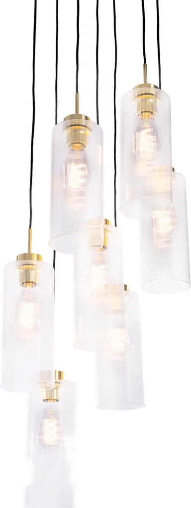 Lampa wisząca w stylu art deco złota ze szkłem 7-światłowa - Laura