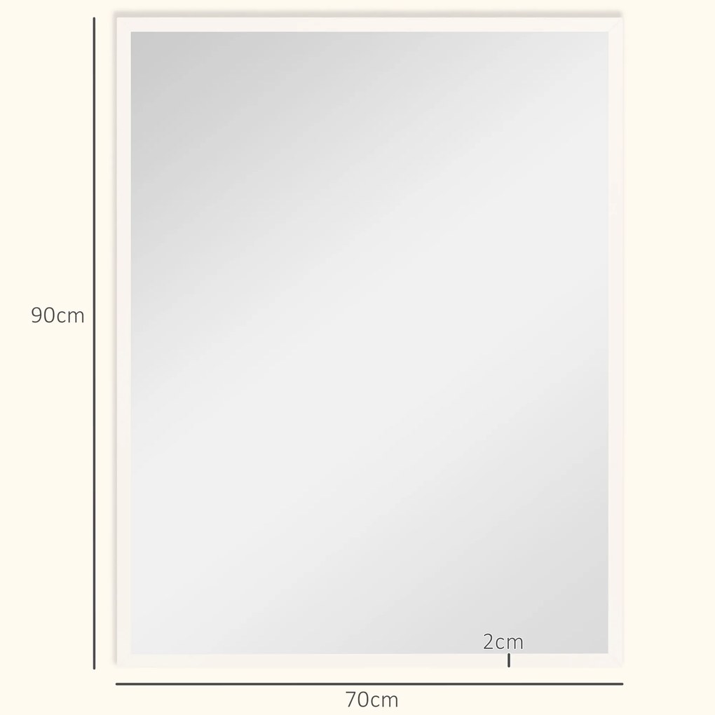 HOMCOM Lustro ścienne, 70 x 90 cm, dekoracyjne lustro wiszące, łatwy montaż, w zestawie śruby | Aosom PL