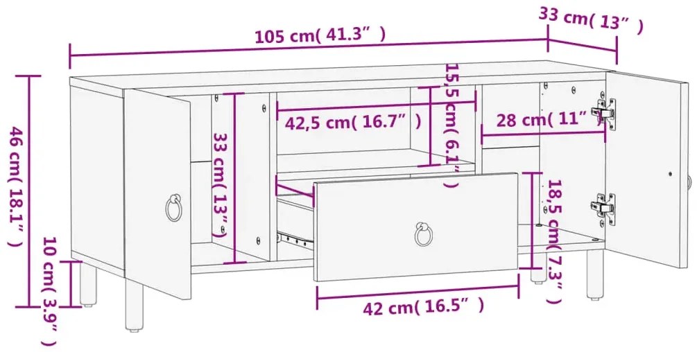 Drewniana szafka pod telewizor z szufladą i drzwiczkami N4-N68