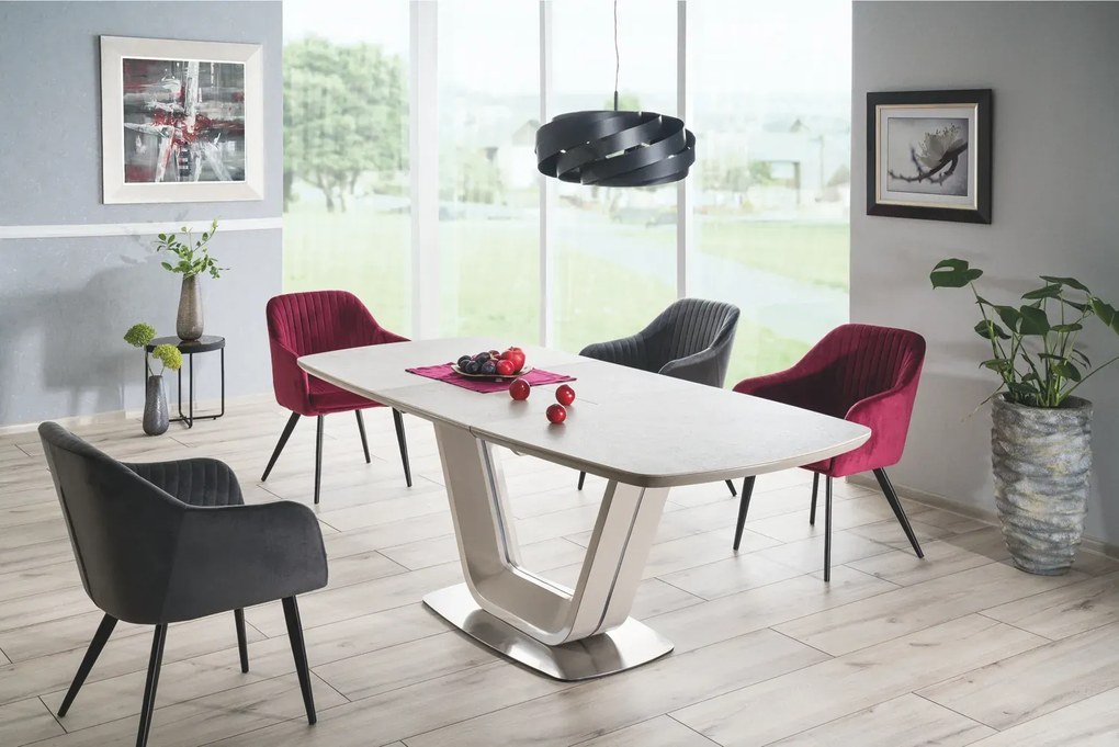 STÓŁ ARMANI CERAMIC SZARY EFEKT MARMURU / SZARY MAT 160(220)X90 SIGNAL