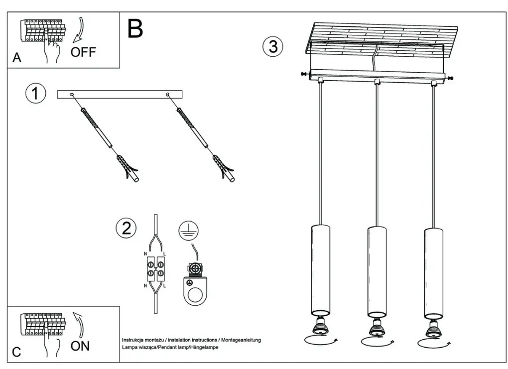 Lampa wisząca LAGOS 3L beżowa SOLLUX  LIGHTING
