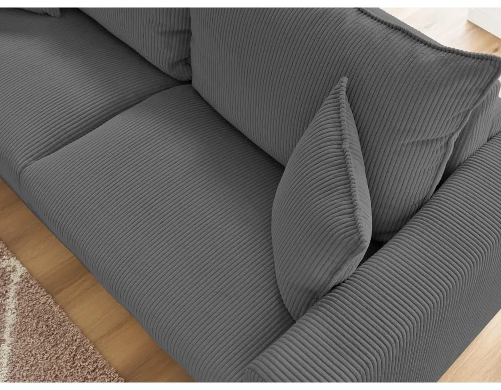 Szara sztruksowa rozkładana sofa 225 cm Augustin – Bobochic Paris