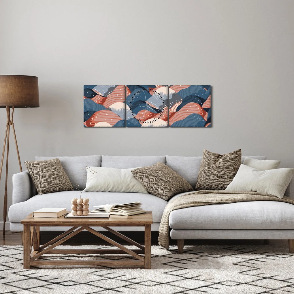 Obraz - Japońskie fale (z zegarem) (90x30 cm)