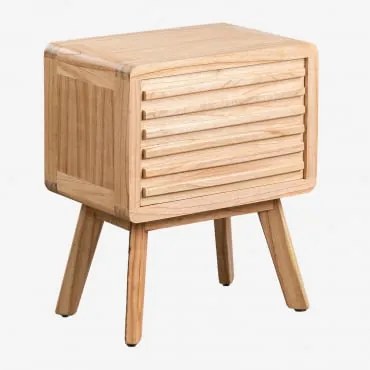 Prostokątny Stolik Nocny 45x30 Cm Z Drewna Deleyna Brązowy Naturalne Drewno - Sklum