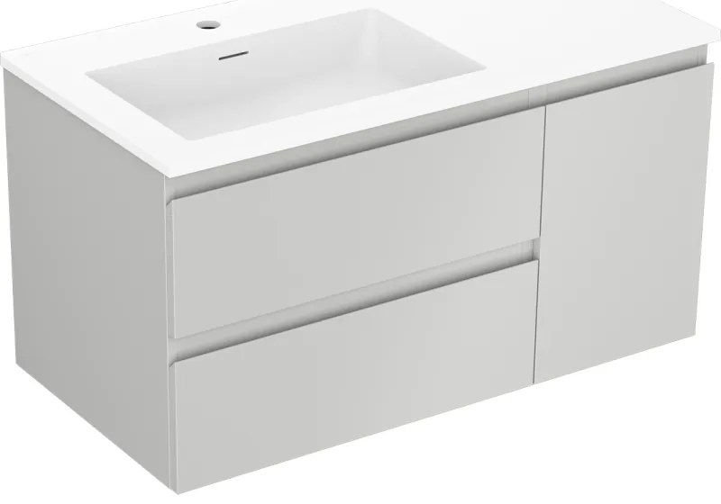 Mexen Orio szafka łazienkowa 90 cm z umywalką Otis lewą, 2S, 1D, szara mat/biała mat - 91A13-09047-3-BBFFF62-W18L01