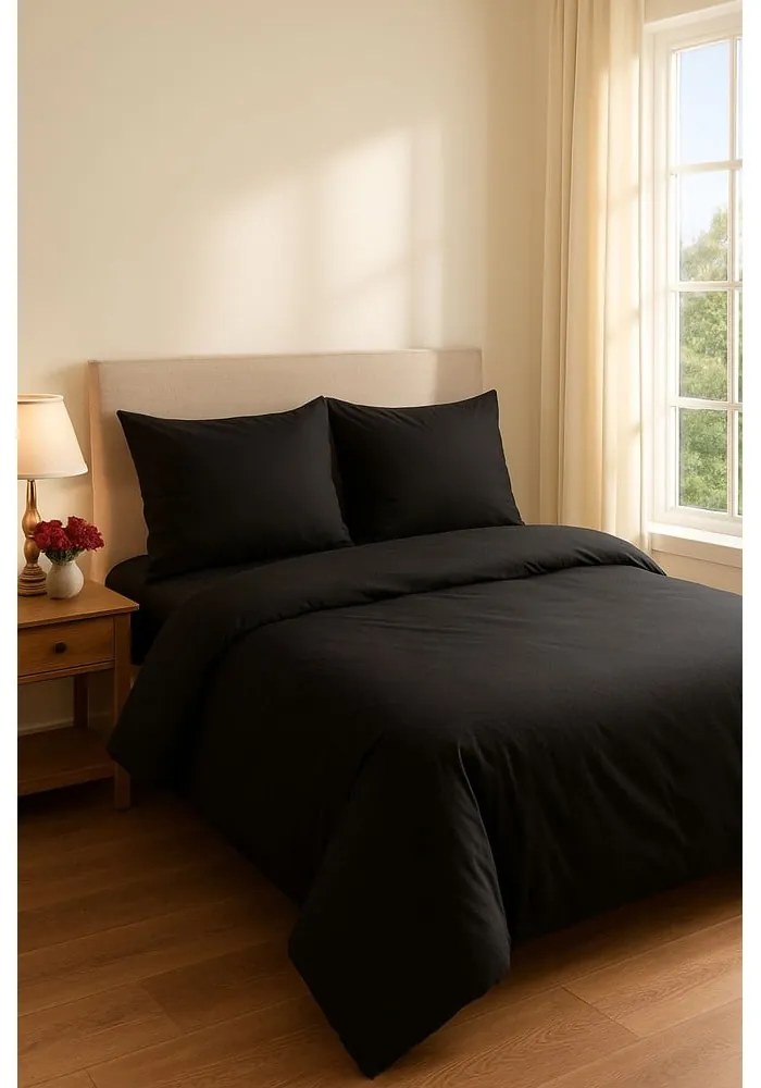 Czarna pościel jednoosobowa z prześcieradłem/3-częściowa 160x220 cm Classic – Mila Home