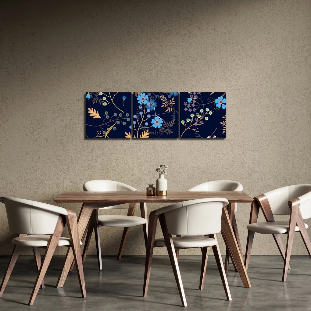 Obraz - Jesienne kwiaty (z zegarem) (90x30 cm)