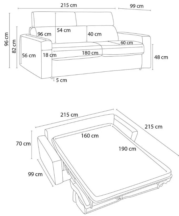 Różowa rozkładana sofa 215 cm Monaco – Bobochic Paris