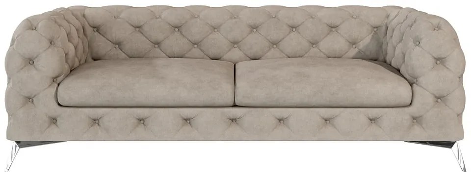 Szarobeżowa aksamitna sofa 225 cm Chelsea – Ropez