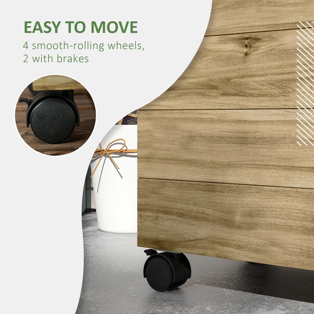 Outsunny Kwietnik z pergolą, 4 koła, drewno naturalne, lakier odporny na warunki atmosferyczne, 76 x 30 x 155 cm