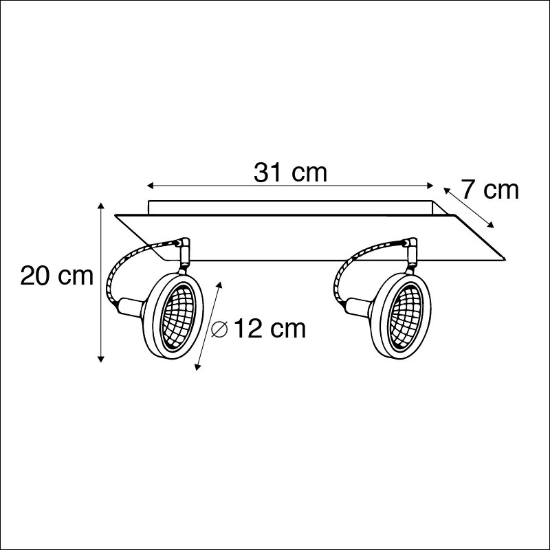Designerski reflektor czarny 2-światłowy regulowany - Nox