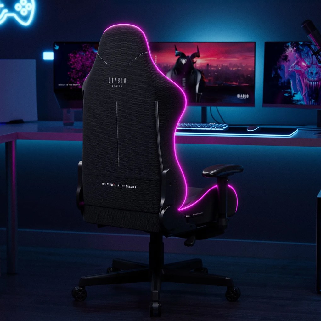 Fotel gamingowy z oświetleniem LED na pilot Diablo X-Starter czarny