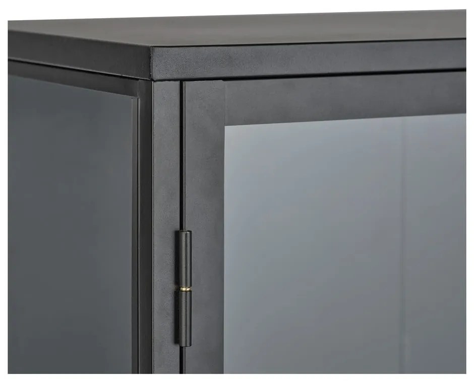 Czarna metalowa witryna 132x88 cm Carmel – Unique Furniture
