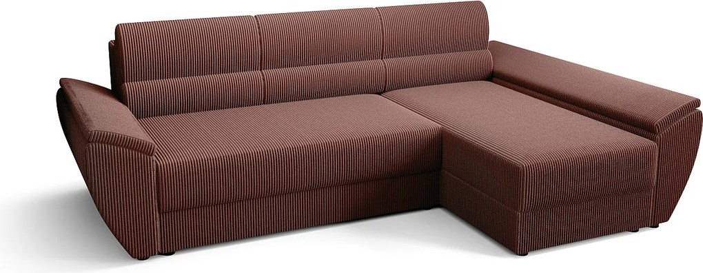 BEDANTE Narożnik L REBI L3 Poso 29 Prawostronny z funkcją spania, koralowy, kształt L, sofa z pojemnikiem, skrzynia na pościel