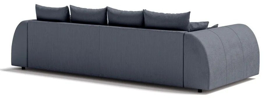 Ciemnoszara sztruksowa rozkładana sofa 310 cm Vanessa – Ropez