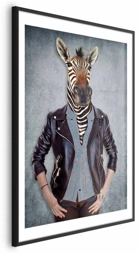 Plakat Zebra Ewa 21x30 cm z ramą czarną z marginesem ARTGEIST B