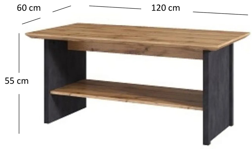 Ława do Salonu ARELA 120 cm Dąb wotan/Matera Loft