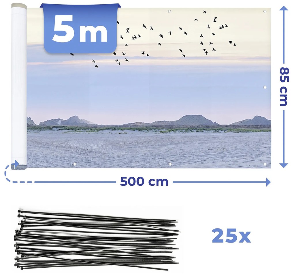 Osłona balkonowa z wzorem plaży, 5 m x 85 cm