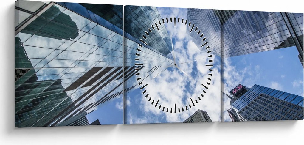 Obraz drapaczy chmur (z zegarem) (90x30 cm)