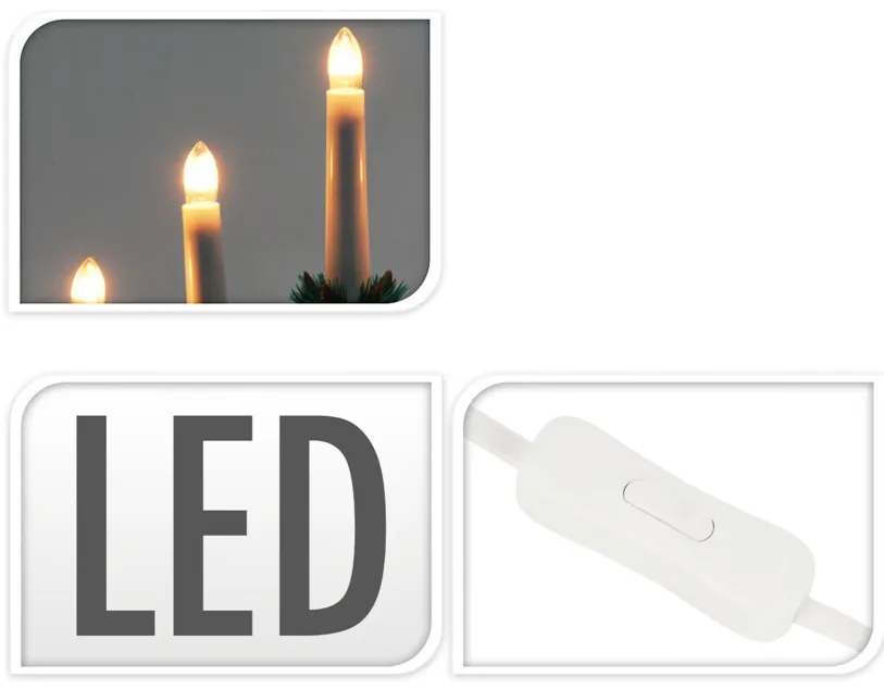 Drewniany świecznik adwentowy, LED, 7 lampek
