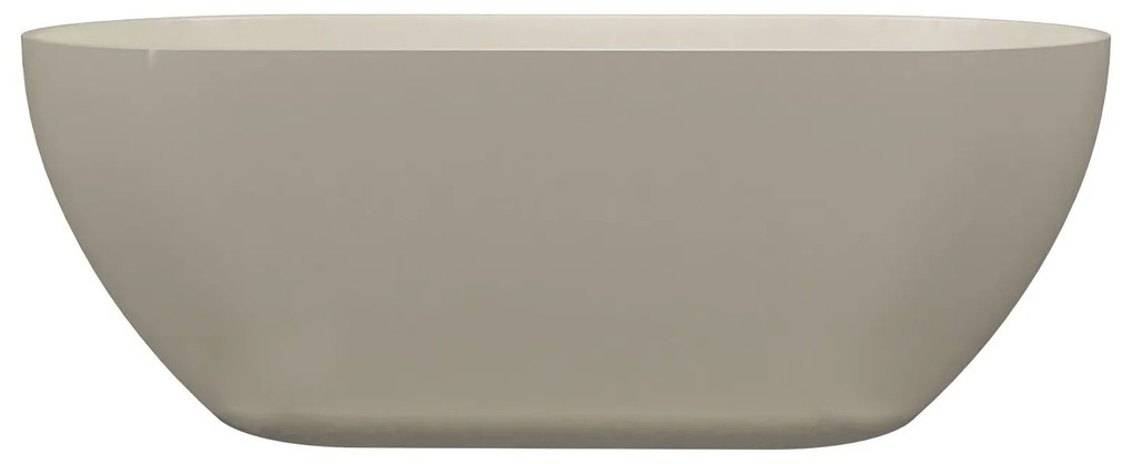 Wanna wolnostojąca owalna z konglomeratu 160 x 75 cm RONA Beige mat / połysk przelew typu SLIM cienki rant : Kolor wanny - Szary matowy