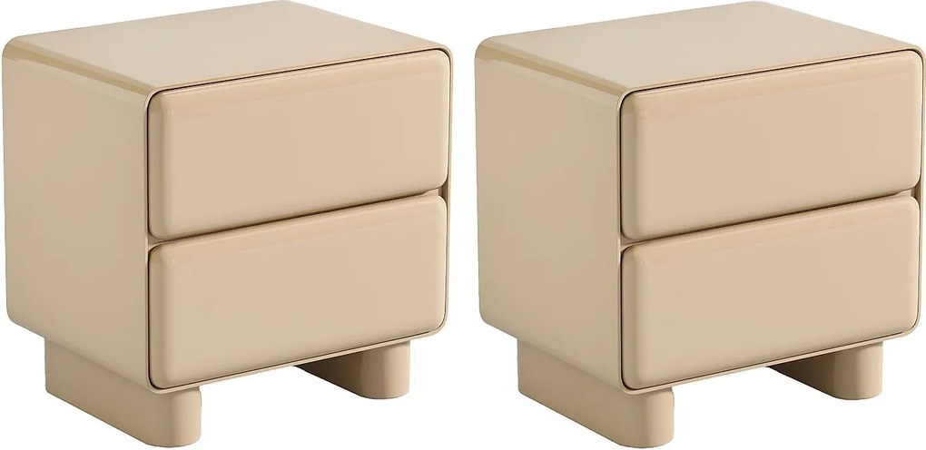Zestaw 2 szafek nocnych z 2 szufladami – MDF – Beżowy lakierowany - AUNELA