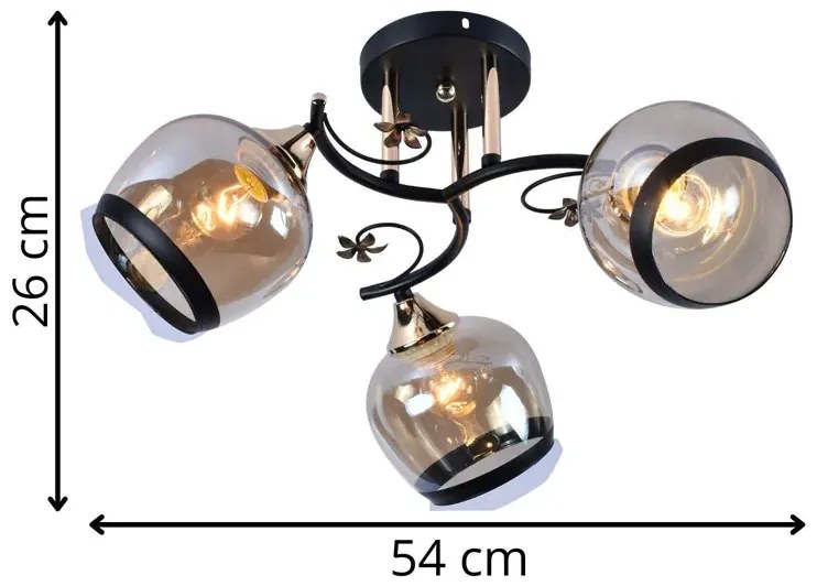Czarno-złoty nowoczesny potrójny żyrandol - 5X A274 T1-K89