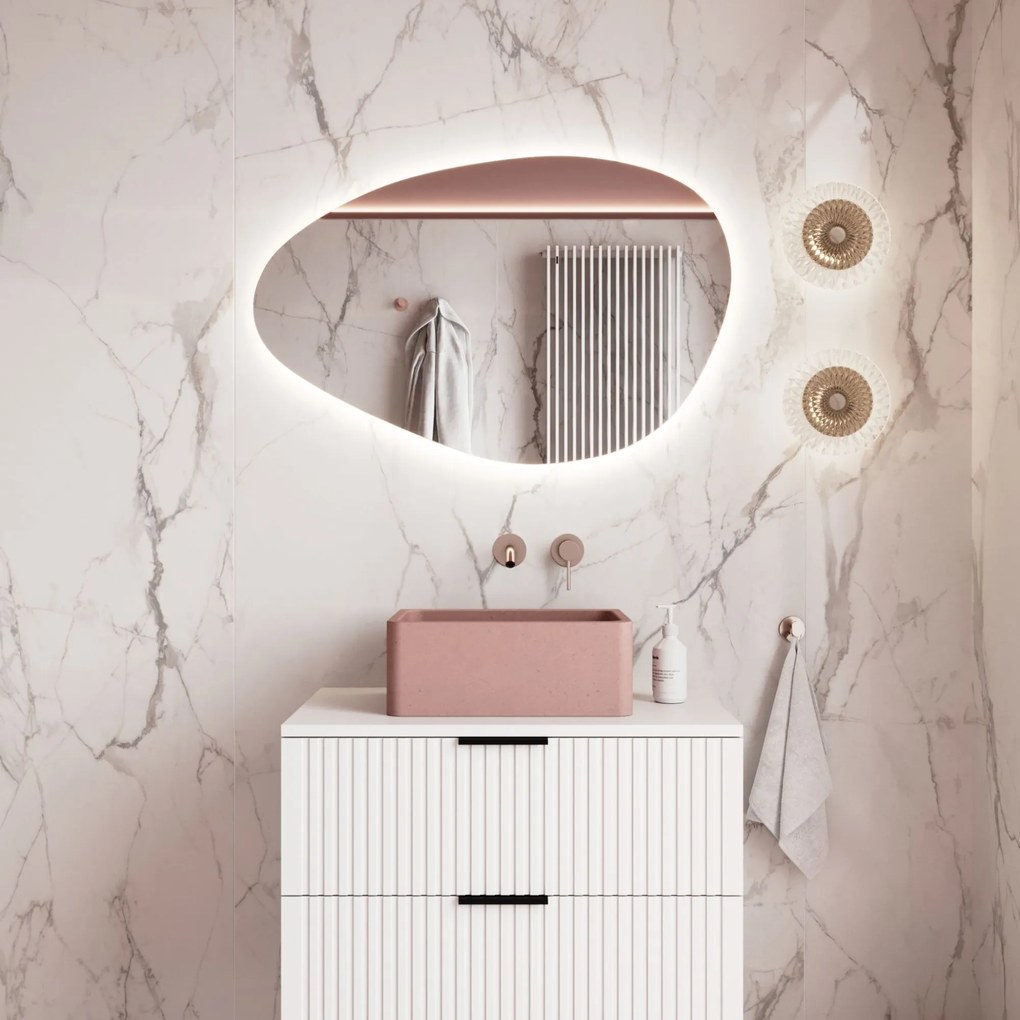 Lustro o nieregularnym kształcie oszlifowane bez ramy podświetlane MISTRAL LED | Różne rozmiary : Kolor tafli szkła - Brąz, Rozmiar - 140 x 70 cm