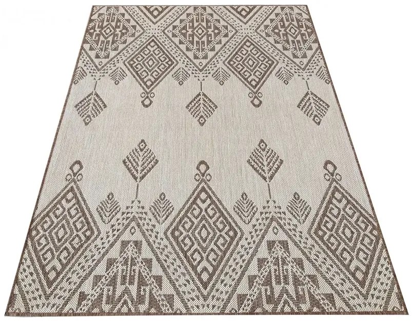 Brązowy dywan dwustronny w stylu boho T7-F36
