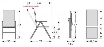 EXPERT ACTIVE szary - zestaw ogrodowy aluminiowy 4+1