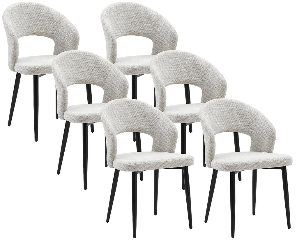 Zestaw 6 krzeseł z tkaniny i czarnego metalu - Szary - NIYAMA