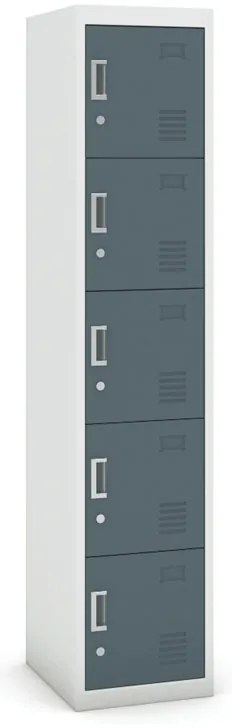 Szafka skrytkowa, 5 schowków, 1800 x 380 x 450 mm, demontaż, zamek cylindryczny, drzwi ciemnoszare