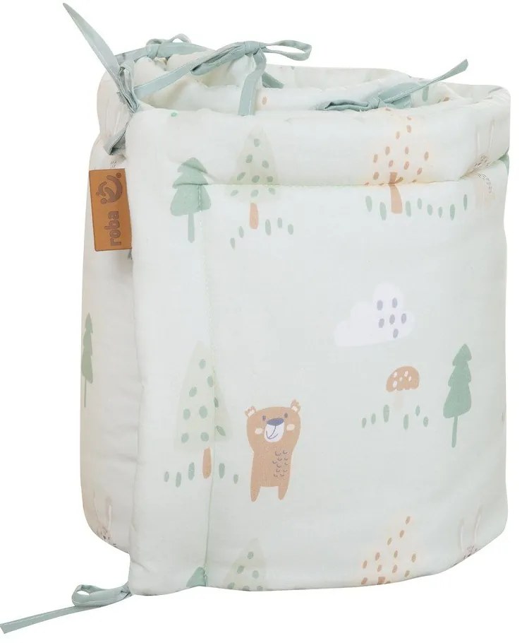 Jasnozielony bawełniany ochraniacz do łóżeczka 170 cm Woodland Buddies – Roba