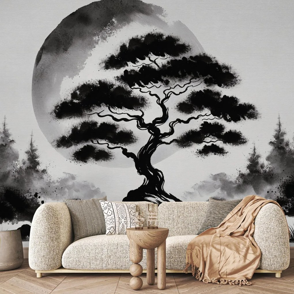 Fototapeta - Czarno-bonsai (196x136 cm)