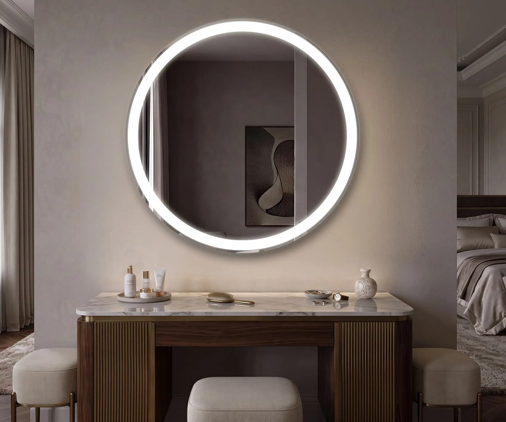Lustro Okrągłe do Sypialni Podświetlane LED L76