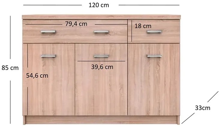 Komoda z szafkami i 2 szufladami dąb sonoma - Ontario 9X