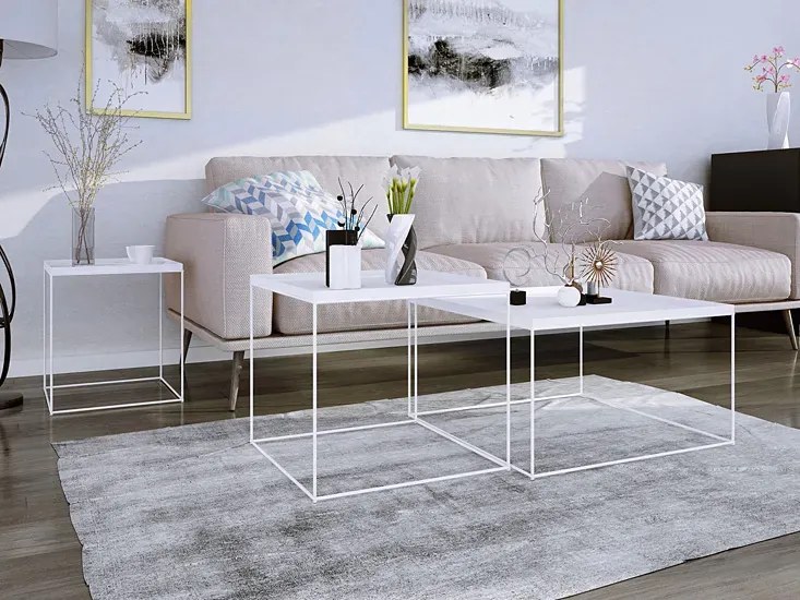Biały minimalistyczny stolik kawowy - Gondiko 5X