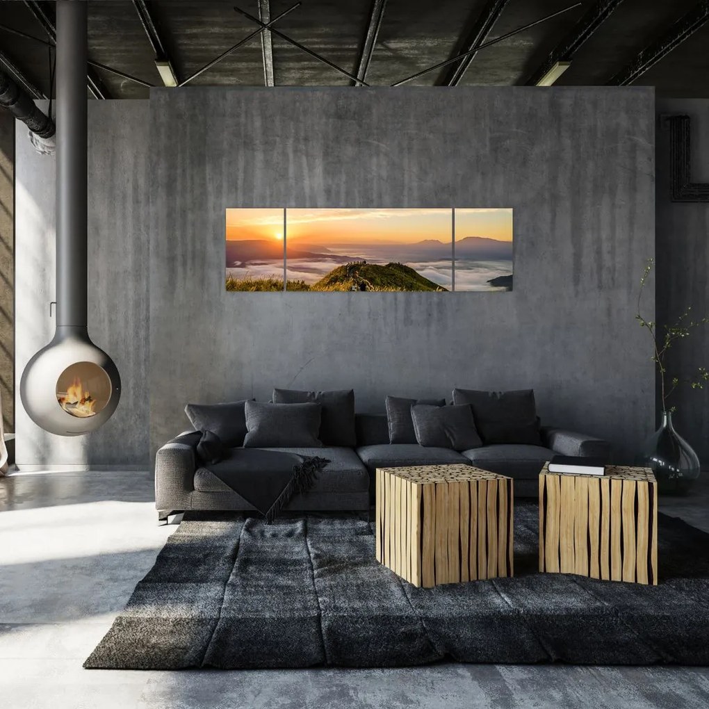 Obraz góry o zachodzie słońca (170x50 cm)