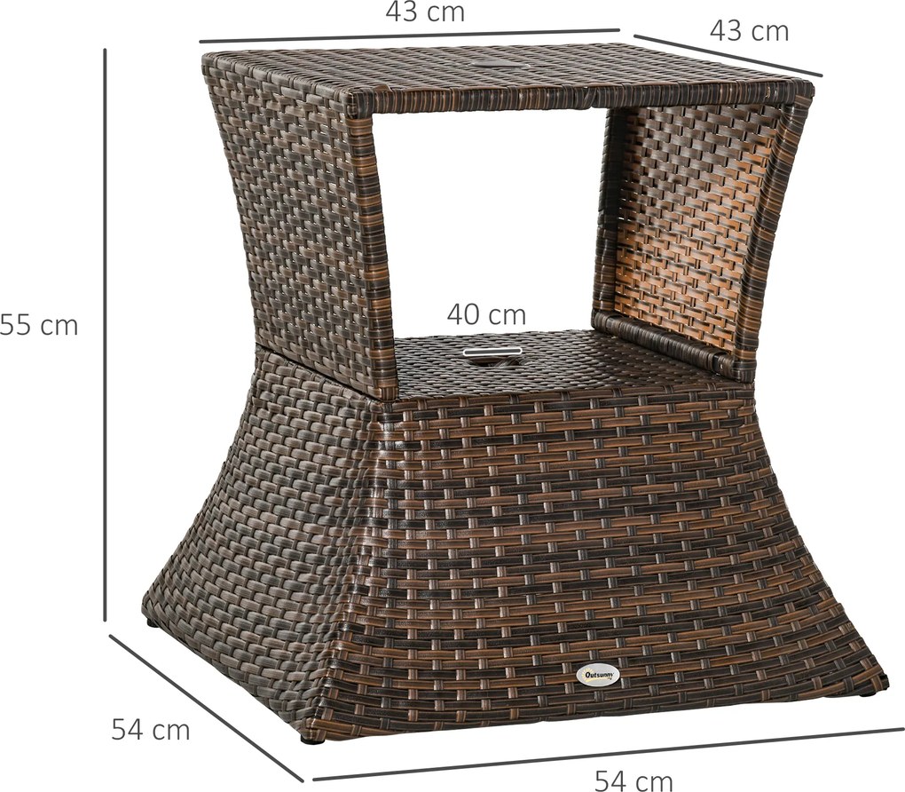 Outsunny Stół ogrodowy stojak pod parasol ogrodowy stół ogrodowy na parasol technorattan