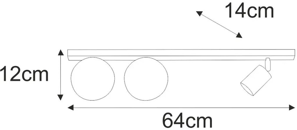 Lampa z białymi kloszami i spotem czarna T4-T64