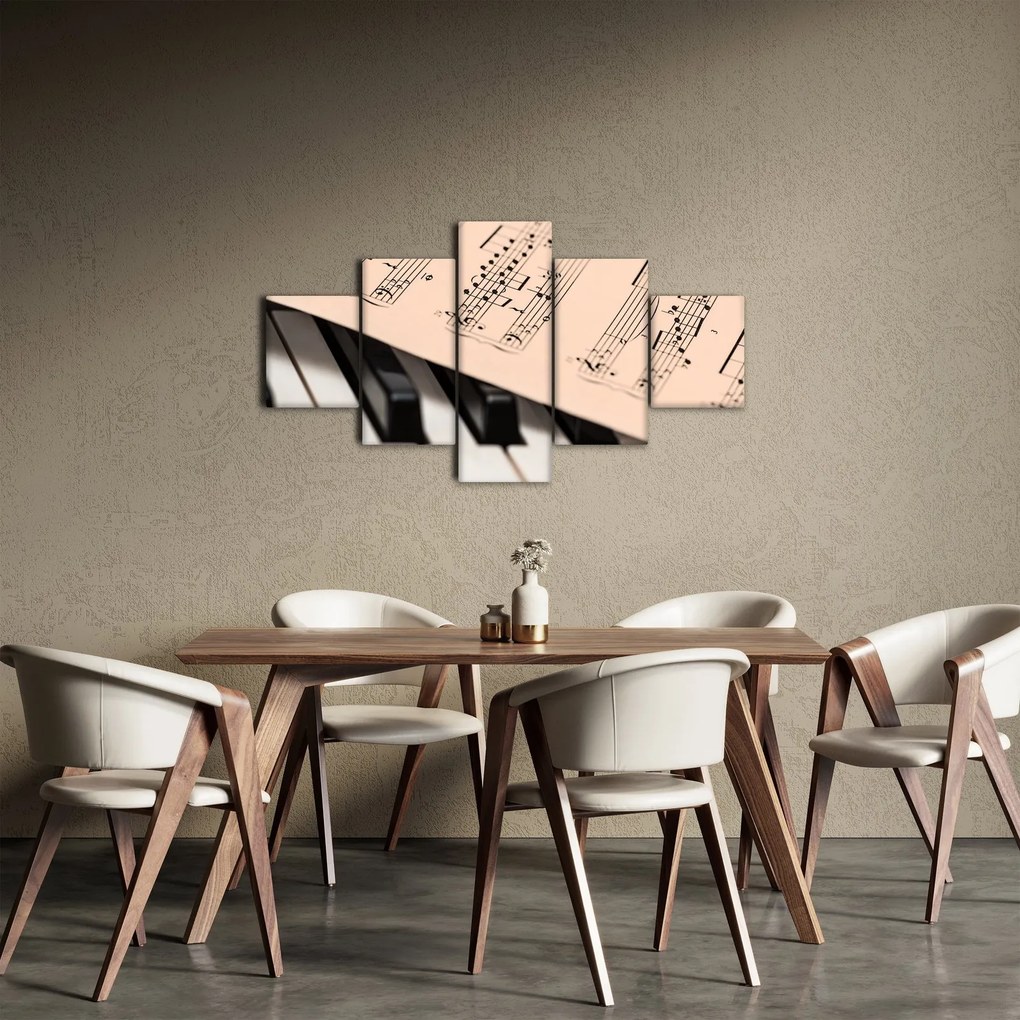 Obraz fortepianu z nutami (125x70 cm)