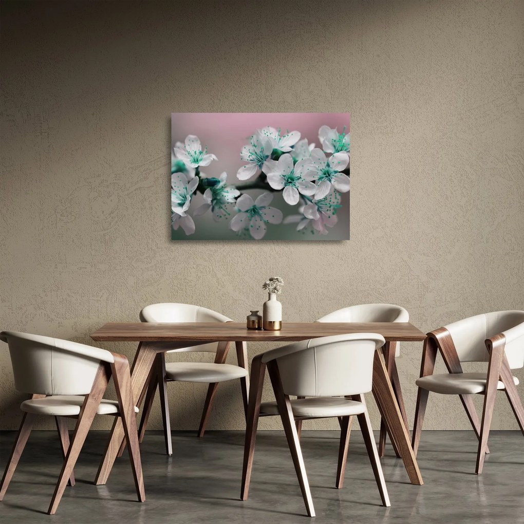 Obraz na szkle - kwiat - turkusowy (70x50 cm)