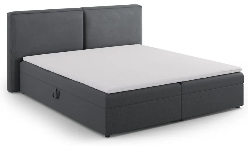 Ciemnoszare łóżko boxspring ze schowkiem 180x200 cm Arendal – Cosmopolitan Design